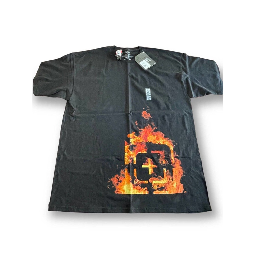 Men XL 5.11 Tactical Black Cotton T Shirt Fire Graphic NWT